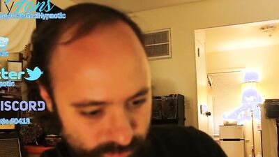 Amateur bearded bloke is talking with a fan in this solo video