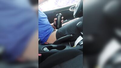 Amateur bloke is playing with his toy and dick while driving