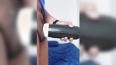 Amateur bloke is playing with his toy and dick while driving