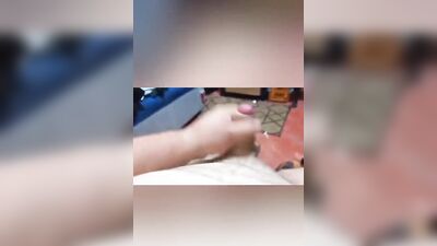 Close-up footage of horny stepdad jerking his small pecker