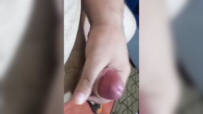 Close-up footage of horny stepdad jerking his small pecker