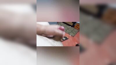 Close-up footage of horny stepdad jerking his small pecker