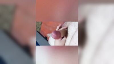 Close-up footage of horny stepdad jerking his small pecker