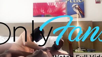 Perverted masked bloke is sucking lover's cock in the hotel room