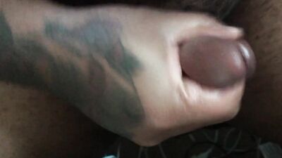 Amateur bloke is stroking his tiny black prick in this close-up video