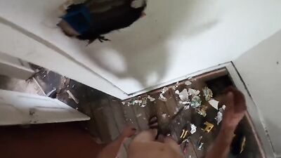 Amateur gay chap is doing some house repairing bare naked