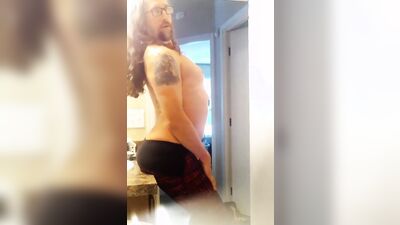 Longhaired bloke is posing in this homemade fan requested video