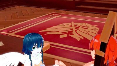 Naughty anime femboy bends and gets his ass nailed with a schlong