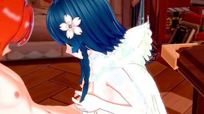 Naughty anime femboy bends and gets his ass nailed with a schlong