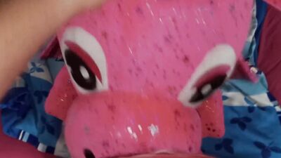 Perverted amateur fellow is ribbing his cock on a pinky dragon