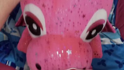Guy rubs his hard pecker on a pinky dragon toy