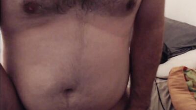 Chubby amateur bloke is jerking off in front of the cam