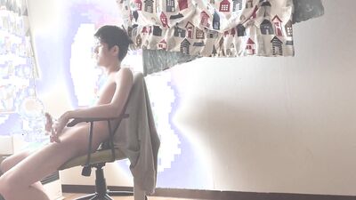 Riku Kaibara is jerking his pecker in front of the camera