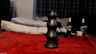 Chubby amateur bloke is wrapping his ass around huge black toy