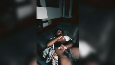 African dude plays with his BBC in this homemade solo video