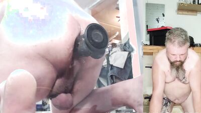 Amateur lad gets his tight hole destroyed with a black dildo