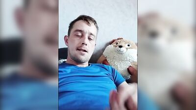 Straight teen is jerking his prick in front of the phone