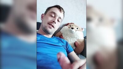 Straight teen is jerking his prick in front of the phone