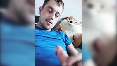 Straight teen is jerking his prick in front of the phone