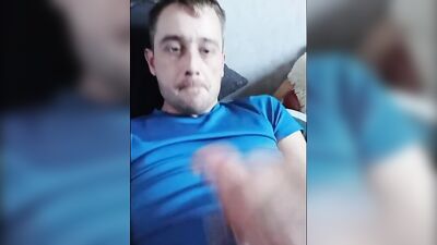 Straight teen is jerking his prick in front of the phone