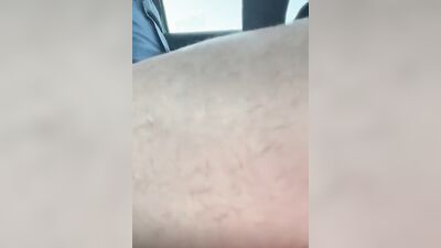 Perverted bloke is filming himself while driving and jerking off