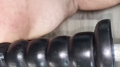 Round ass stepdad gets his tight hole destroyed with a toy