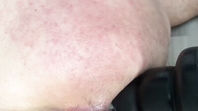 Round ass stepdad gets his tight hole destroyed with a toy