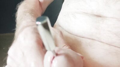 Naughty amateur stepdad plays with a pecker in front of the phone