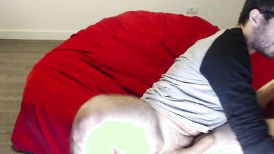 Nerdy amateur chap is playing with his hard dick and ass