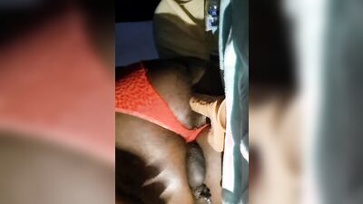 African bloke is drilling his fuck hole with a gummy dildo