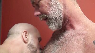 Two naughty stepdads are enjoying in each other's hard schlong