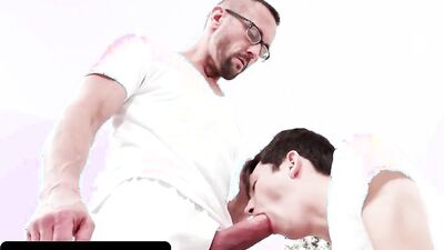 Teen gets his anal drilled with a horny priest's prick