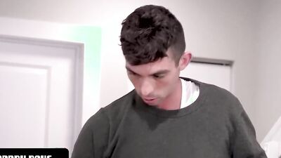 Skinny teen sucks stepbrother's prick and gets bonked on the couch