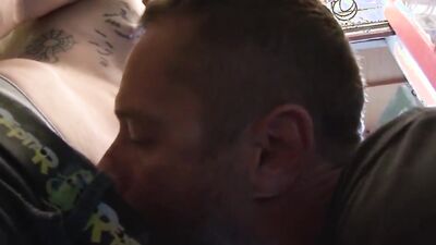 Cock hungry bloke is sucking roommate's prick in this close-up scene