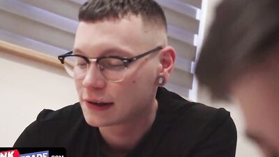 Two naughty blokes are getting fucked in 4some on a party