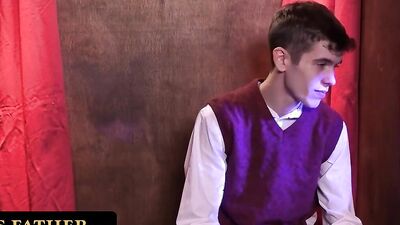 Cute church fellow is getting bonked hard inside the confession room