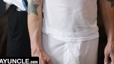 Cock hungry Missionary lad bends on the couch and gets shagged