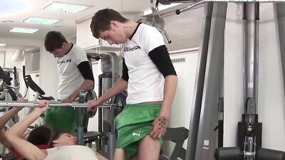 Perverted bloke gets fuckes on the bench by his gym buddy