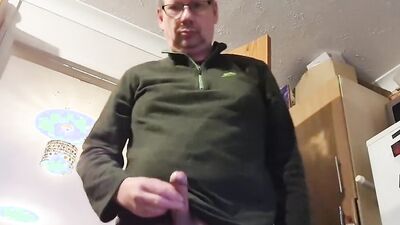 Chubby stepdad is playing with his pecker in this homemade compilation