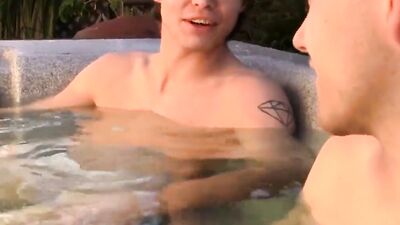Derrick Dickem & Marcus Rivers are barebacking next to jacuzzi