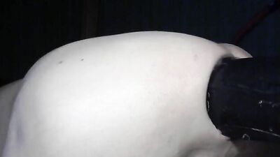 Perverted lad geta his tight ass destroyed with huge black dildo