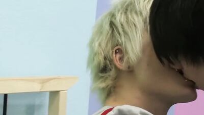 Skinny blond chap gets his tight hole nailed with roommate's rick