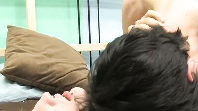Skinny blond chap gets his tight hole nailed with roommate's rick