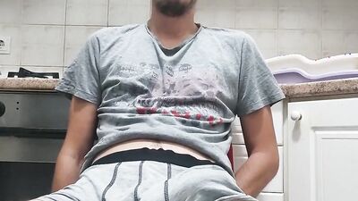 Amateur teen is jerking his huge dong in front of the phone