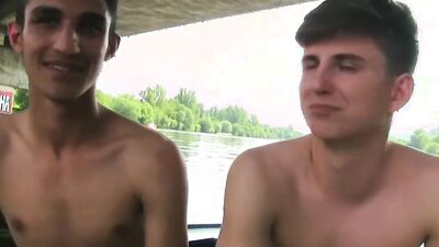 Naughty twinks are enjoying in some out in the open action