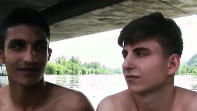 Naughty twinks are enjoying in some out in the open action