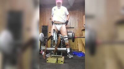 Perverted grandpa is working out in front of the cam