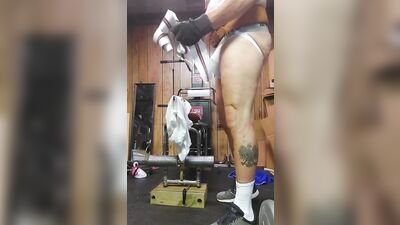 Perverted grandpa is working out in front of the cam