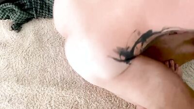 Cute chap benda in the couch and gets fucked by his tattooed bud