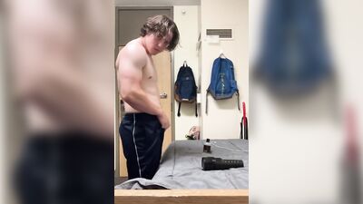 Longhaired amateur college dude is enjoying in some time alone